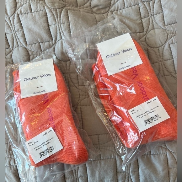 OUTDOOR VOICES Orange Rest Recovery Full Cushion Crew Sock NEW - Picture 1 of 7